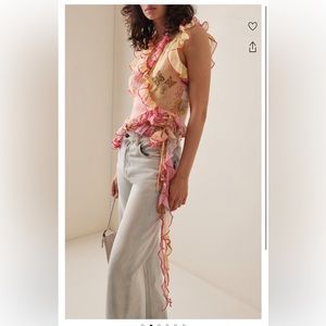 Siedres Ruffled Printed Top - NWT